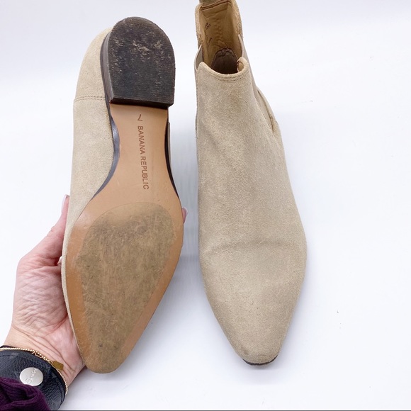 Banana Republic-Leather Taupe Slip on Bootie 7 - Picture 8 of 10